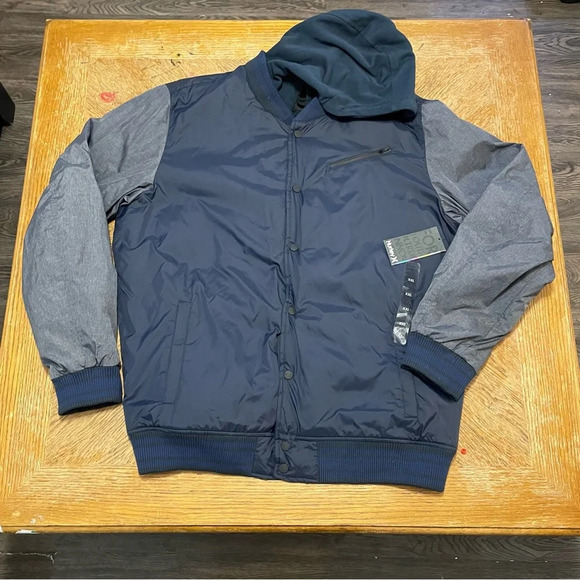 Hurley All City Rook Black Dark Gray Button Up Hooded Jacket Sz XXL NWT. - Picture 1 of 8